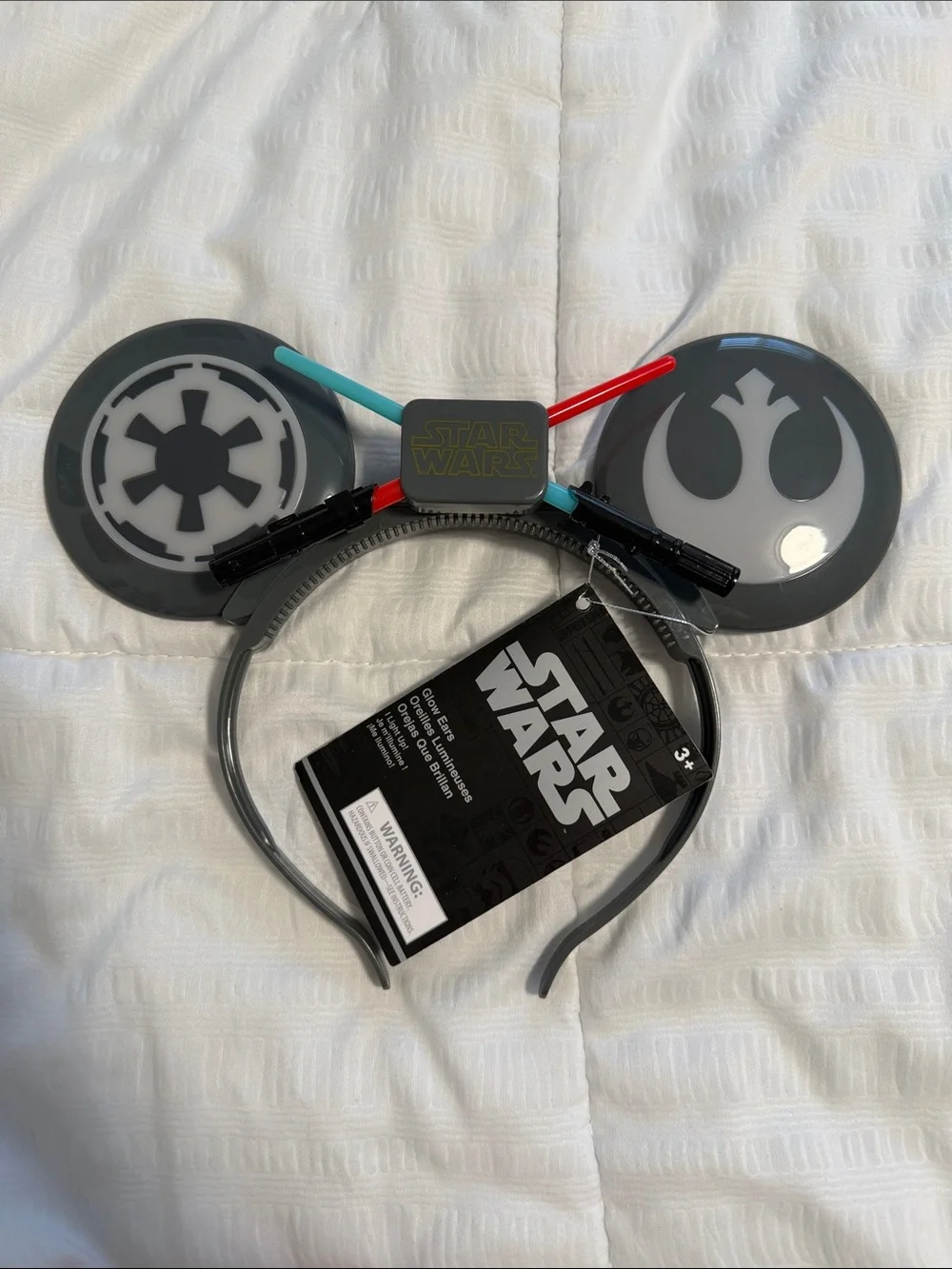 Star Wars Kids Headband with Rebel & Empire Ears and Red/Blue Lightsabers